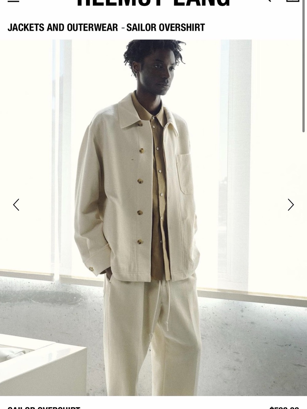 Helmut Lang Cream Lightweight Sailor Overshirt